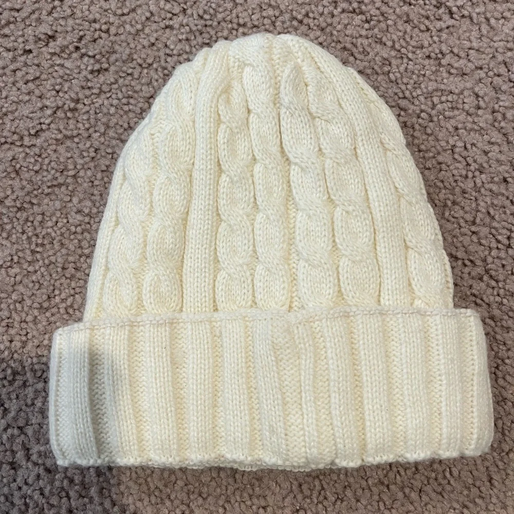 Fashion Y2K Unisex Cream Thick Cable Knit Beanie